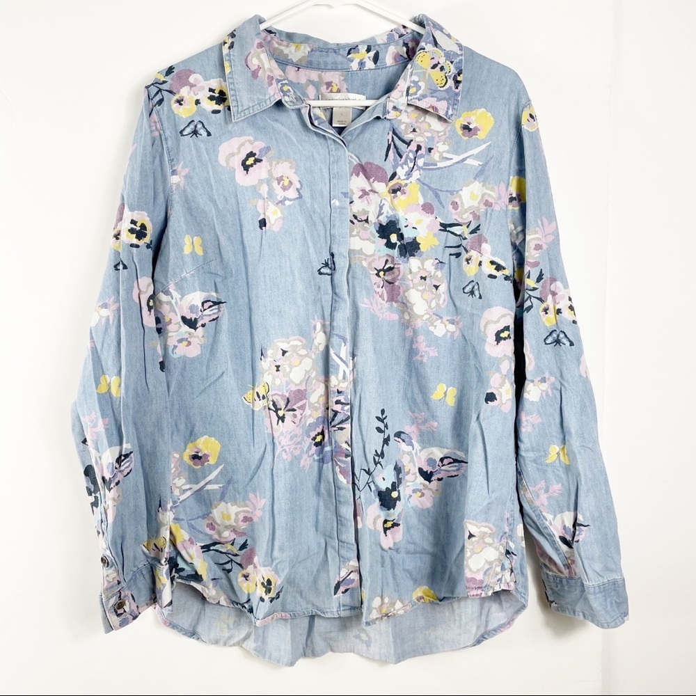 5/$25 Soft Denim Floral Top